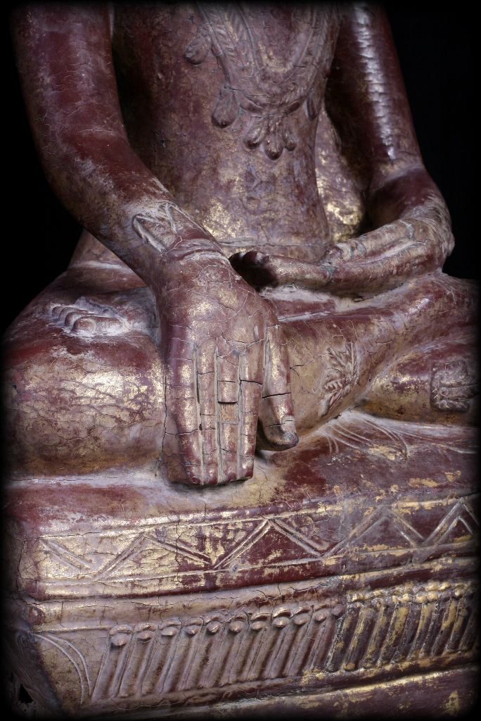 Extremely Rare 18C Wood Crowned Shan Burma Buddha #A090